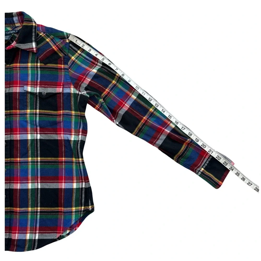 Ralph Lauren Plaid Western Shirt Kids Size 12‎ Multi Color Flannel Snap Rodeo